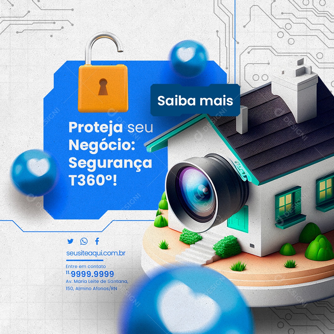 Segurança Eletrônica Proteja seu Negócio Segurança Social Media PSD Editável