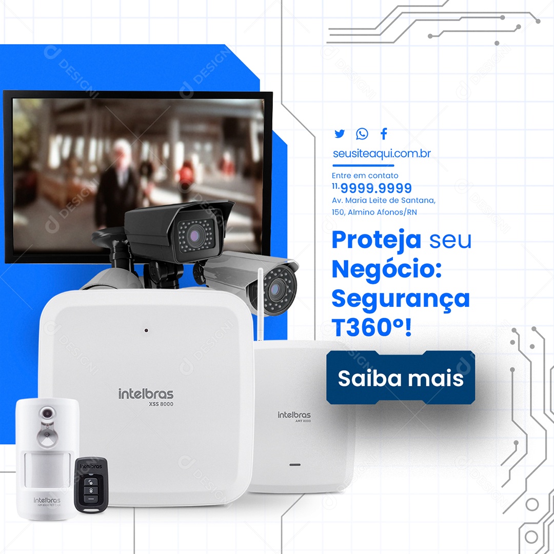 Segurança Eletrônica Proteja seu Negócio Câmeras Social Media PSD Editável