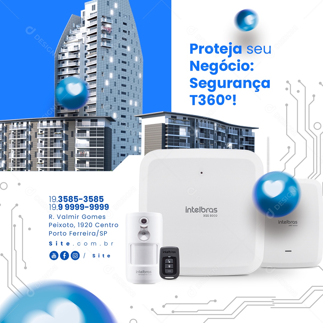 Segurança Eletrônica Proteja seu Negócio Social Media PSD Editável