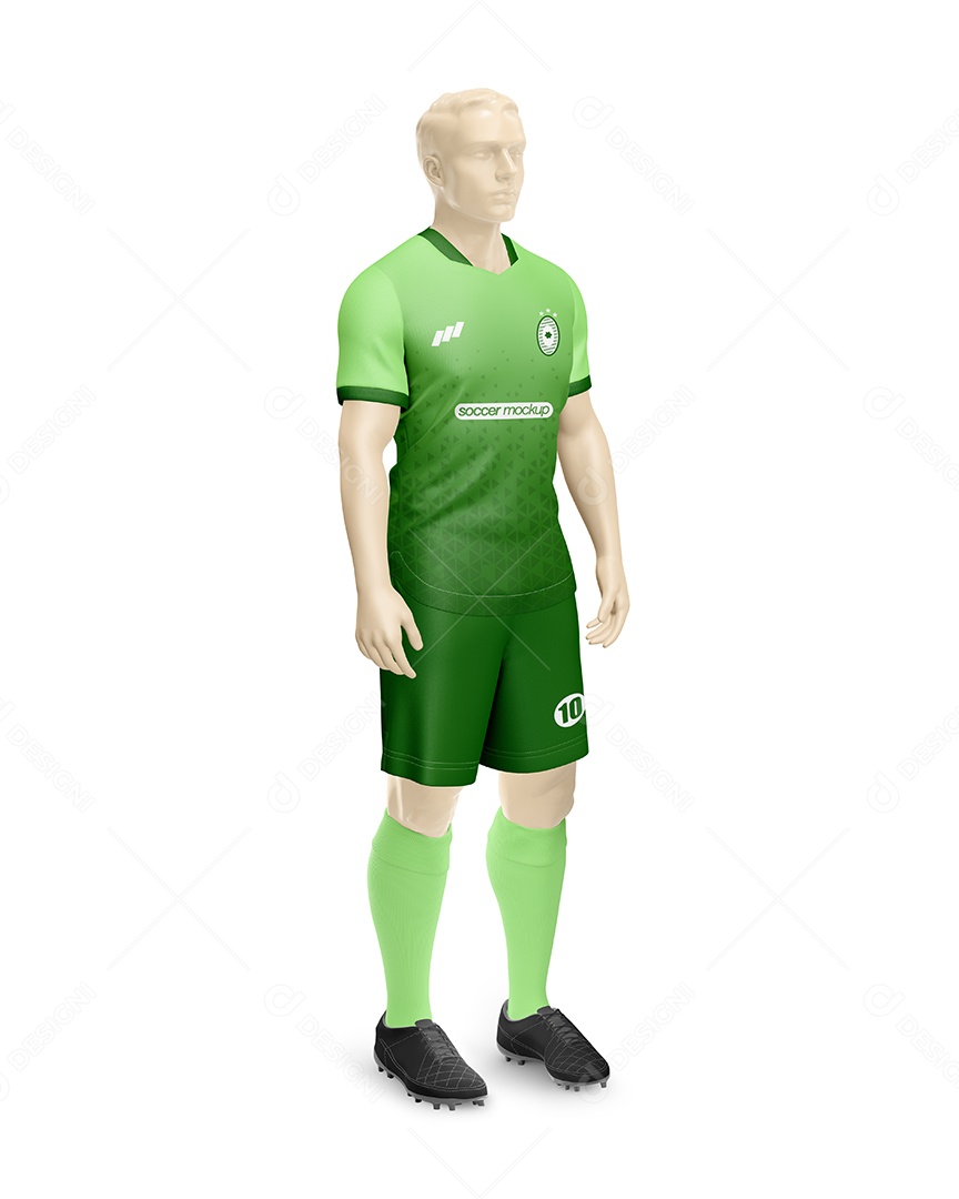 Manequin Com Uniforme De Futebol Lado Gola Colarim Mockup PSD Editável