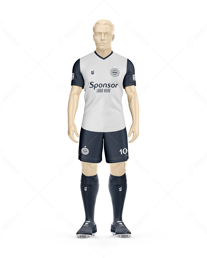 Mannequin With Soccer Uniform Front V-Neck Editable PSD Mockup