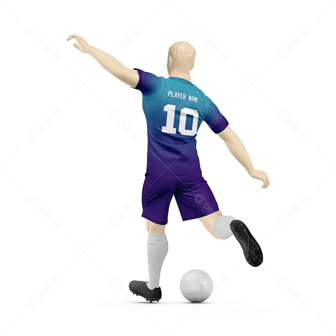 Manequin Com Uniforme De Futebol Costa Chutando Movimento Mockup PSD Editável