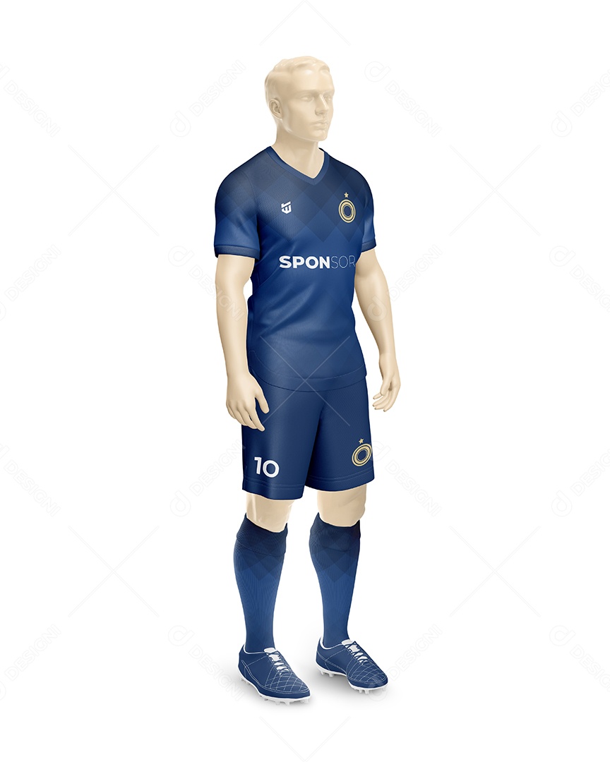 Manequin Com Uniforme De Futebol Lado Gola V Mockup PSD Editável