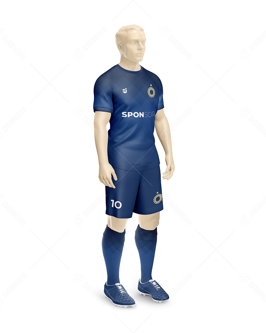 Manequin Com Uniforme De Futebol Lado Gola C Mockup PSD Editável