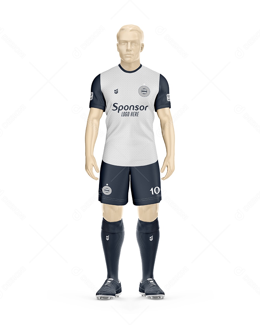 Manequin Com Uniforme De Futebol Frente Gola C Mockup PSD Editável