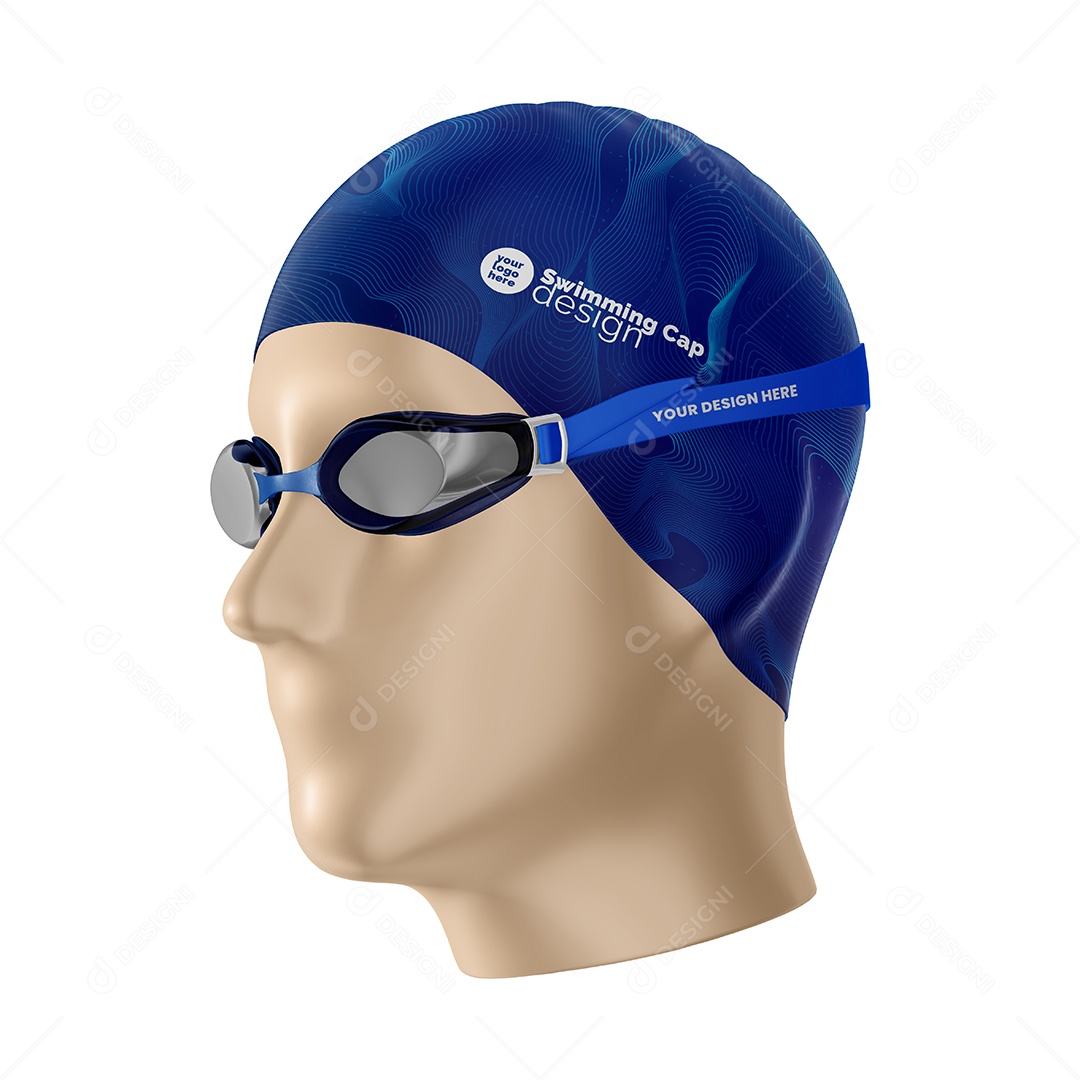 Toca e Óculo De Natação Mockup PSD Editável