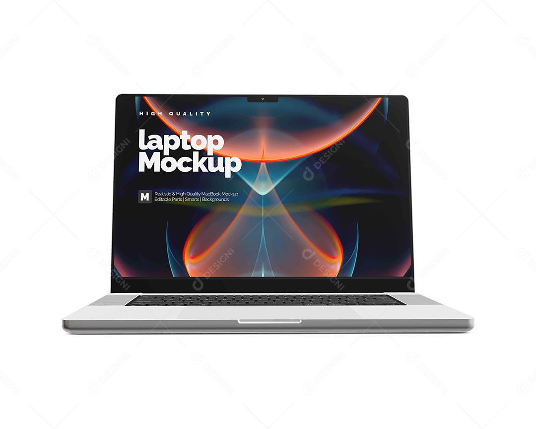 Laptop Notebook Visto De Frente Mockup PSD Editável