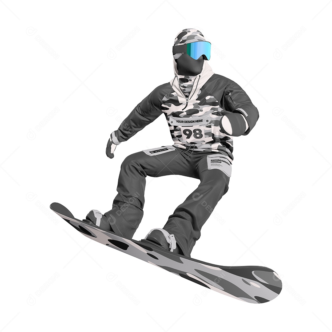 Mockup Homem Esquiando PSD Editável