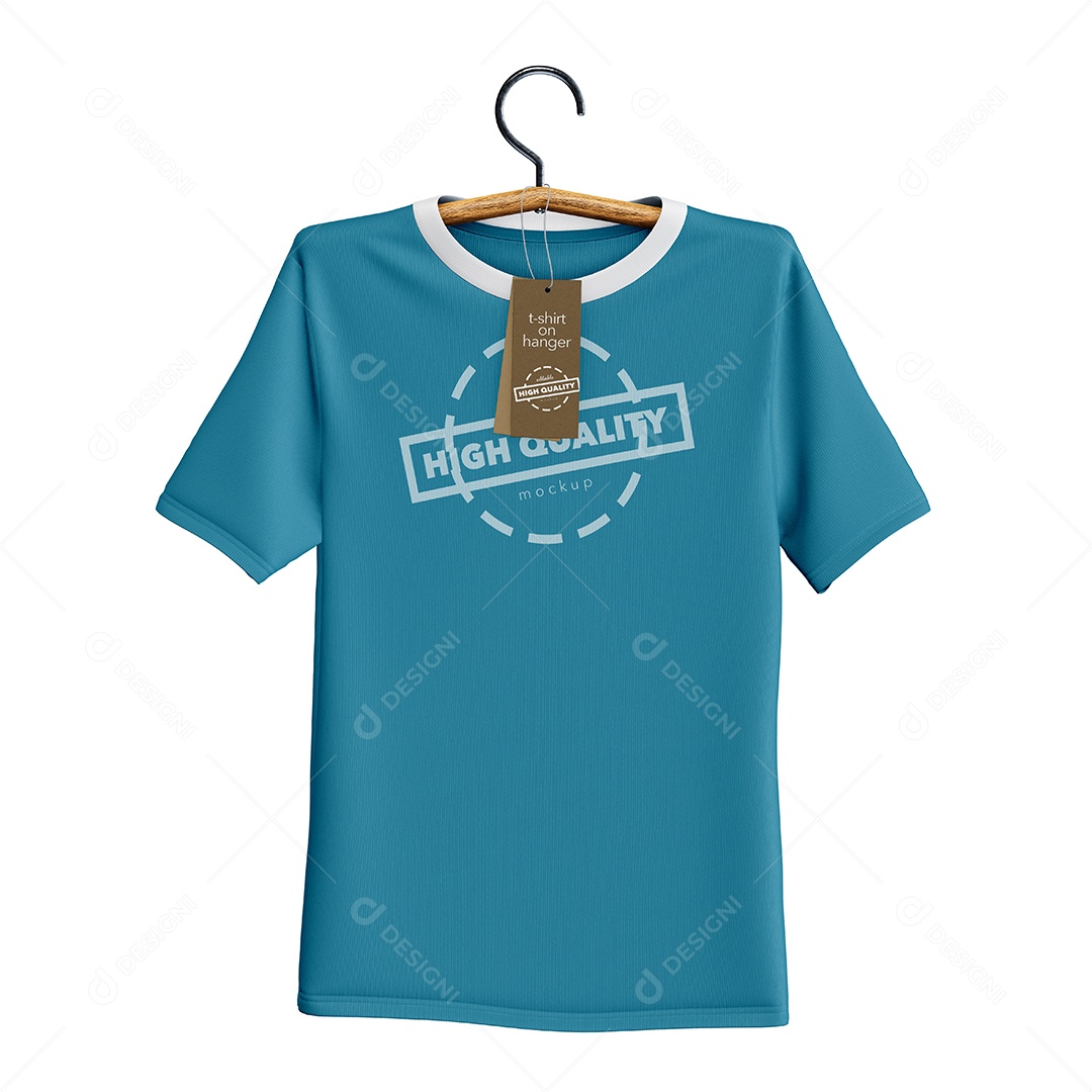 Camiseta Vista De Frente Manga Curta No Cabide PSD Editável Mockup