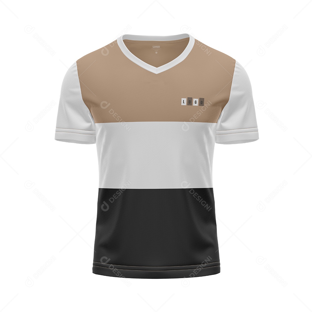 Camiseta Vista De Frente Manga Curta Gola V PSD Editável Mockup