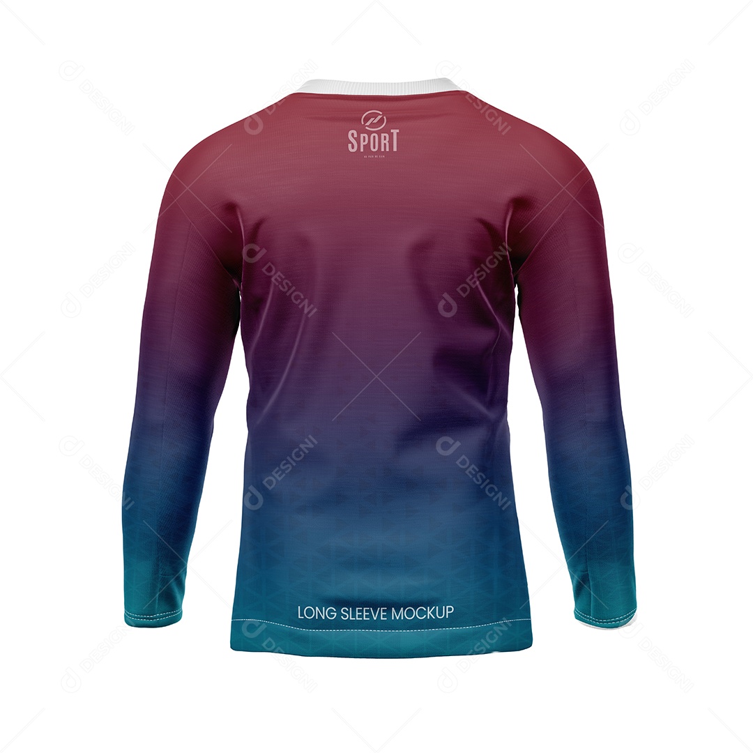 Camiseta Vista De Costa Manga Comprida PSD Editável Mockup