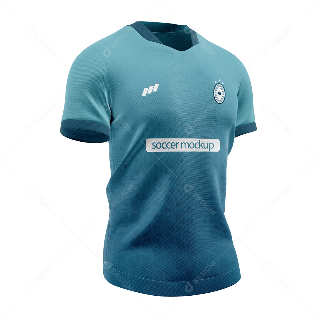 Camiseta de Futebol Com Colarinho De Lado PSD Editável Mockup