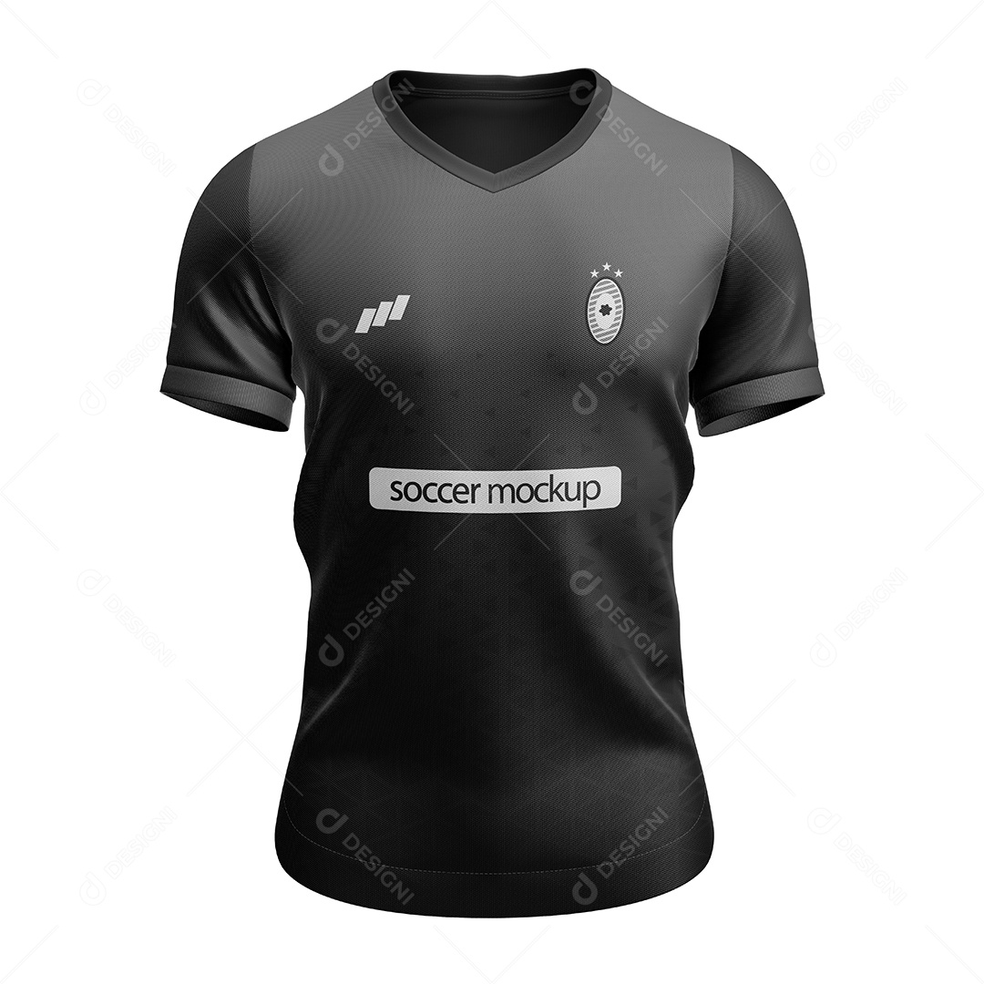 Camiseta de Futebol Com Gola V Vista De Frente PSD Editável Mockup