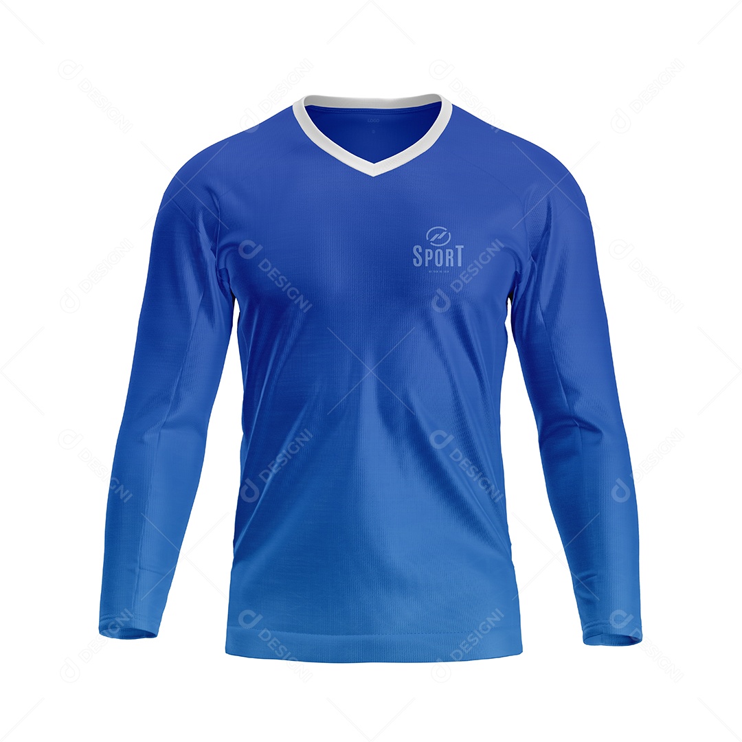 Camiseta de Futebol Com Gola V Manga Comprida PSD Editável Mockup