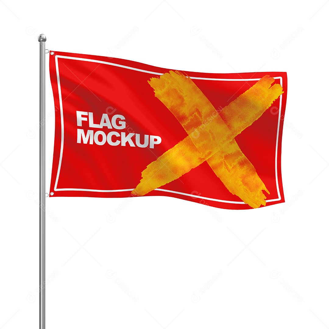 Mockup Bandeira Em Movimento PSD Editável