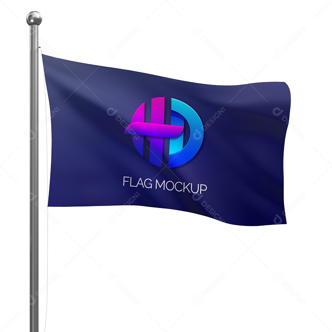 Mockup Bandeira Em Movimento PSD Editável