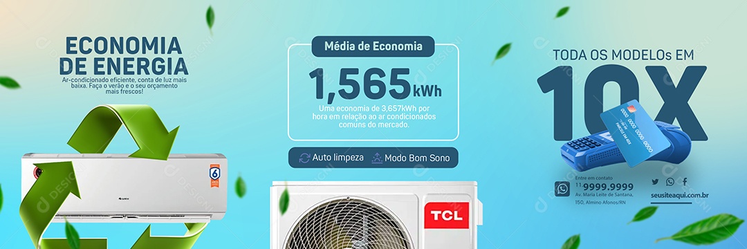 Carrossel Campanha Publicitaria Ar Condicionado Bem no Clima Economia de Energia Social Media PSD Editável