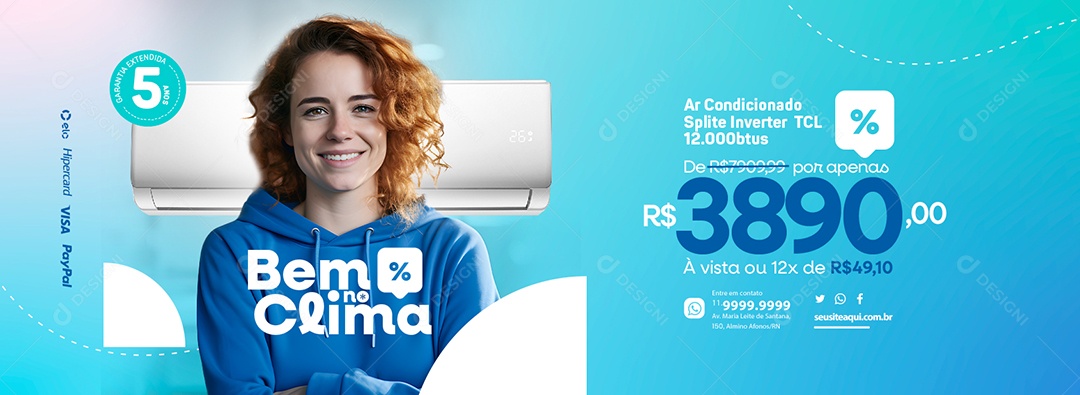 Campanha Publicitaria Ar Condicionado Bem no Clima Web Banner Social Media PSD Editável