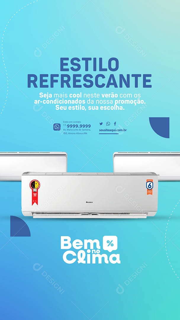 Story Campanha Publicitaria Ar Condicionado Bem no Clima Estilo Refrescante Social Media PSD Editável