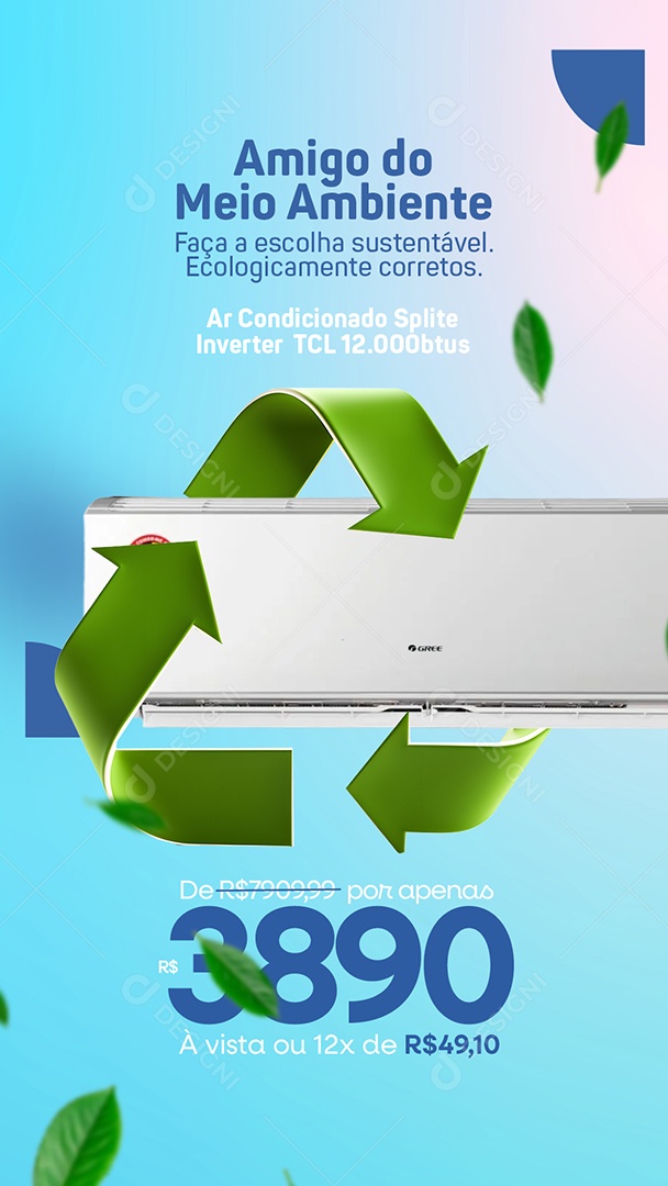 Story Campanha Publicitaria Ar Condicionado Bem no Clima Amigo do Meio Ambiente Social Media PSD Editável