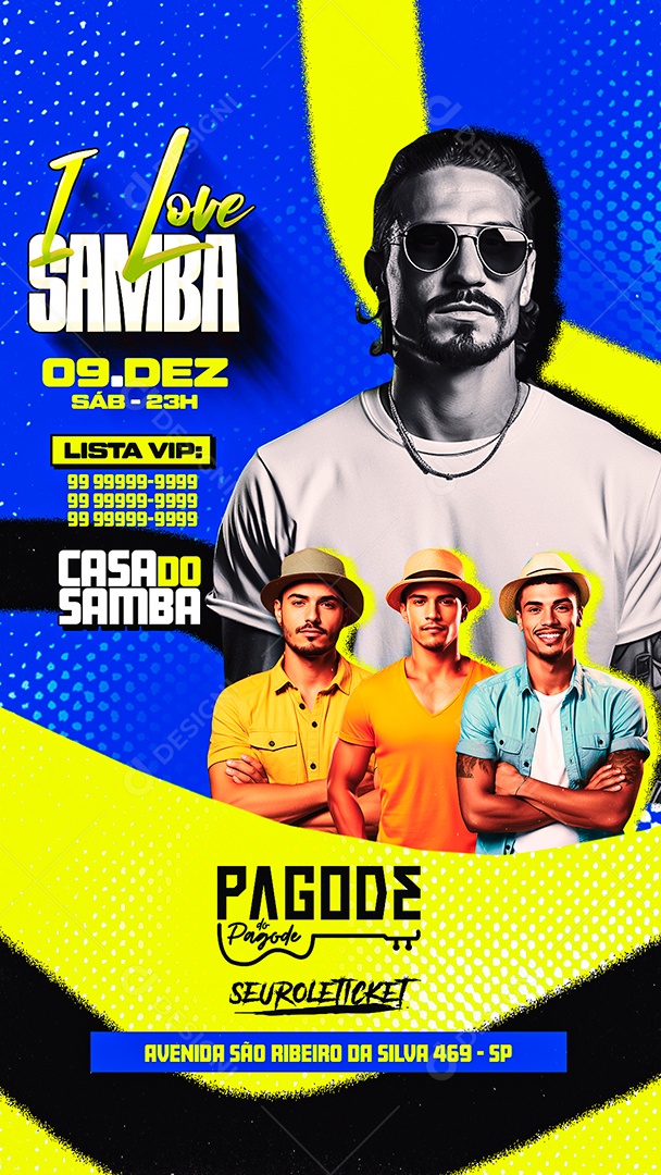 Story Flyer I Love Samba Casa do Samba Pagode do Pagode Social Media PSD Editável