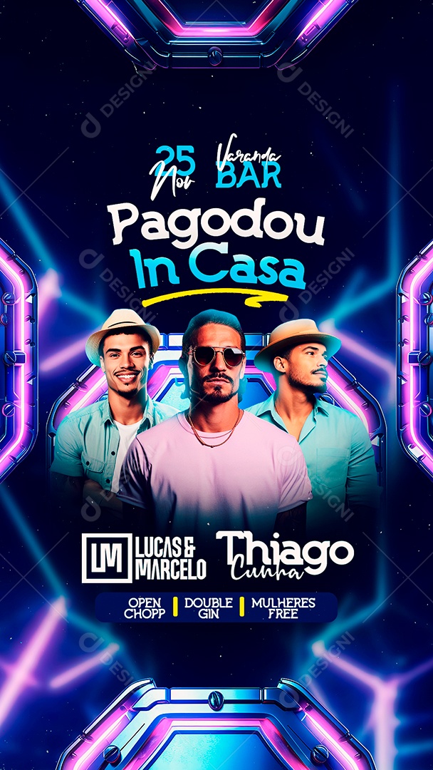 Story Flyer Pagodou In Casa Lucas & Marcelo Thiago Cunha Social Media PSD Editável
