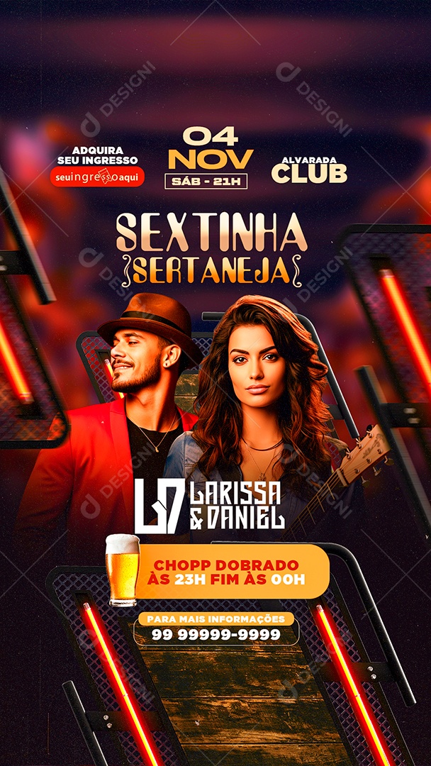 Story Flyer Sextinha Sertaneja Larissa & Daniel Chopp Dobrado Social Media PSD Editável