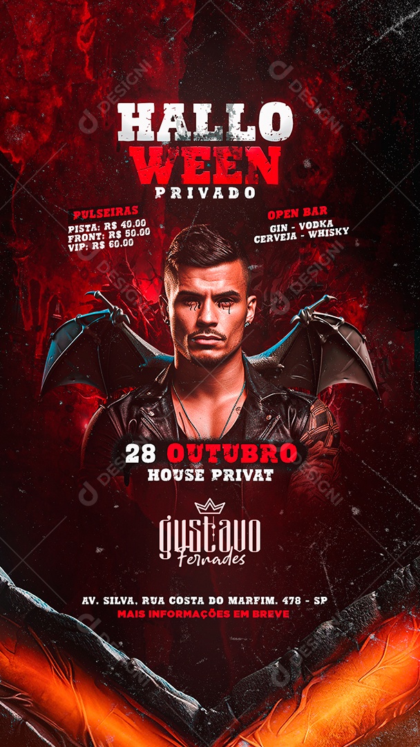 Story Flyer Halloween Privado House Privat Gustavo Fernades Social Media PSD Editável