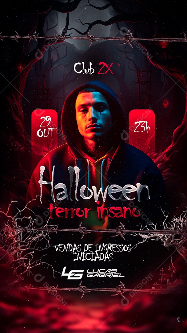 Story Flyer Halloween Terror Insano Vendas de Ingressos Lucas Gabriel Social Media PSD Editável