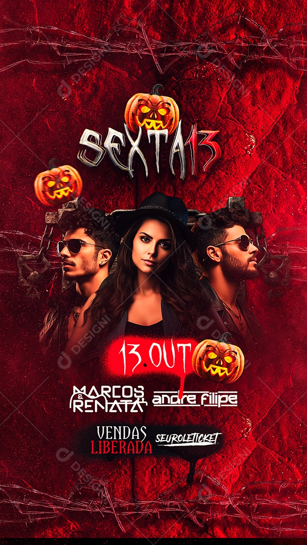 Story Flyer Halloween Sexta 13 Marcos & Renata Andre Filipe Social Media PSD Editável