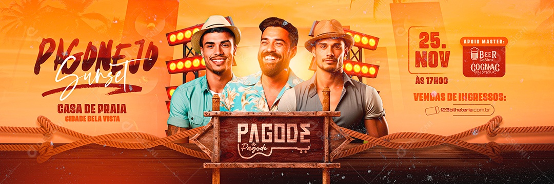 Carrossel Flyer Pagonejo Sunset Casa de Praia Social Media PSD Editável