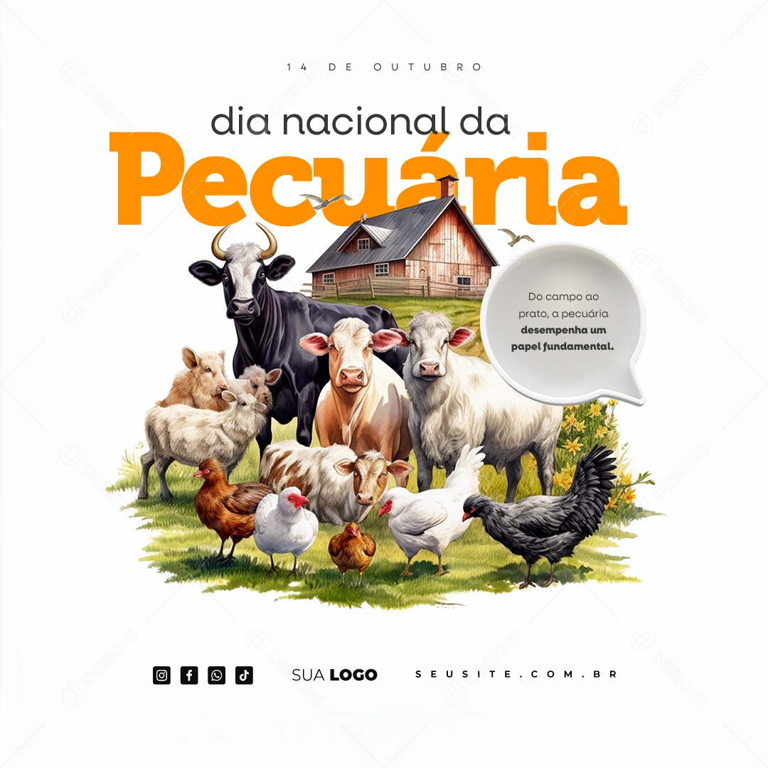 Dia Nacional Da Pecuária 14 De Outubro Social Media PSD Editável