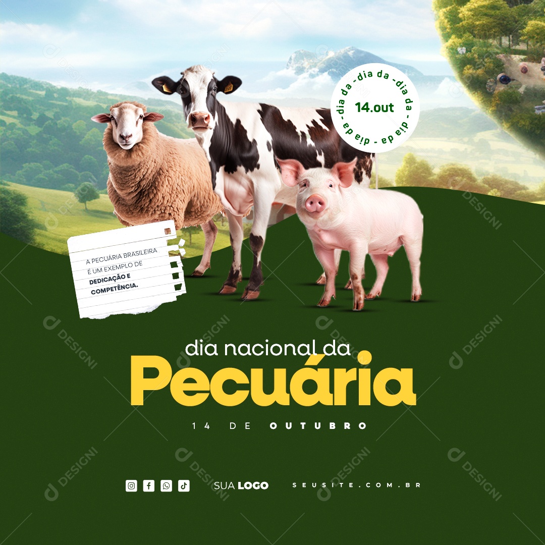 Dia Nacional Da Pecuária 14 De Outubro Social Media PSD Editável