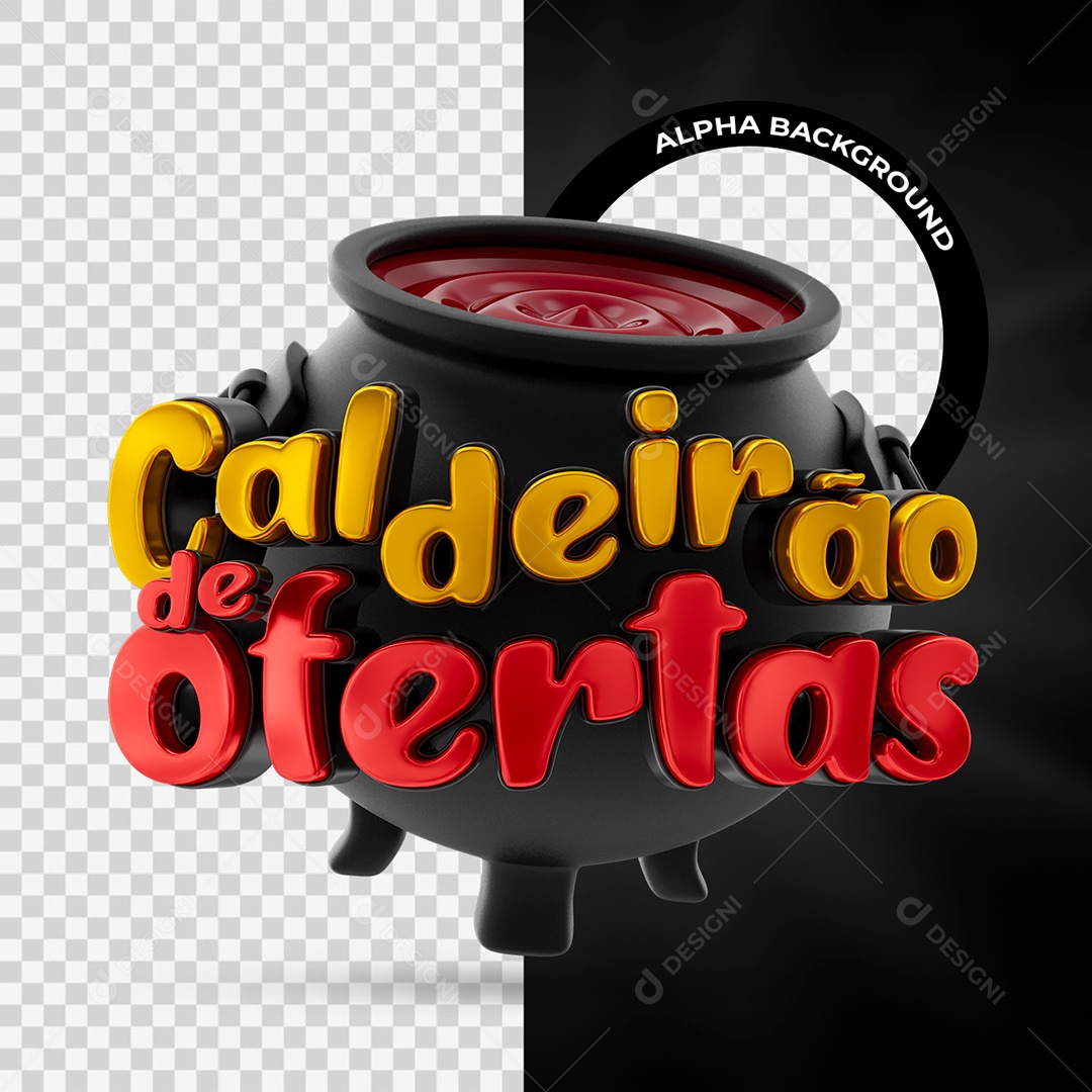 Caldeira de Ofertas Selo 3D Dourado e Vermelho para Composição PSD