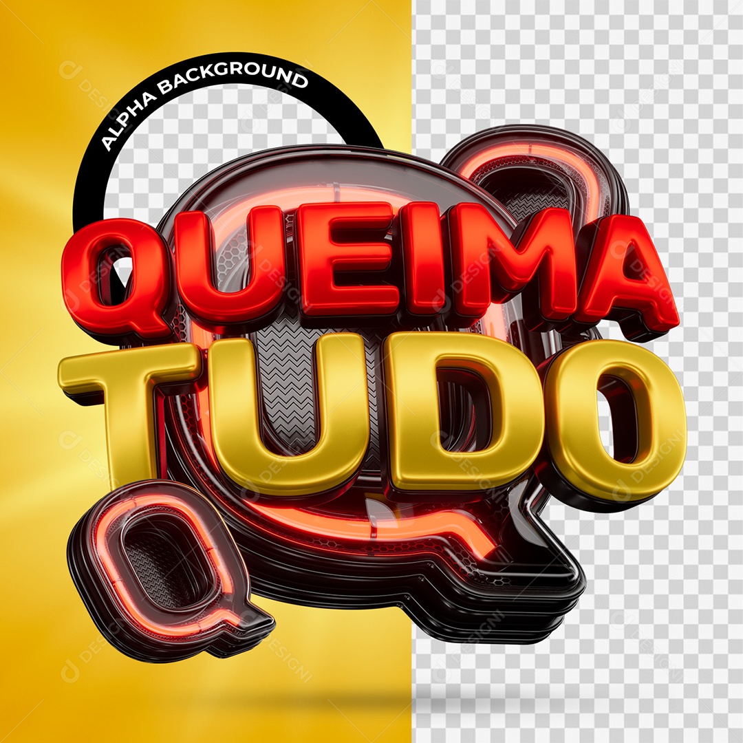 Queima de Estoque Selo 3D Branco e Dourado para Composição PSD