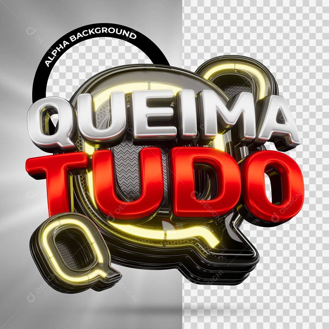 Queima de Estoque Selo 3D Branco e Vermelho para Composição PSD