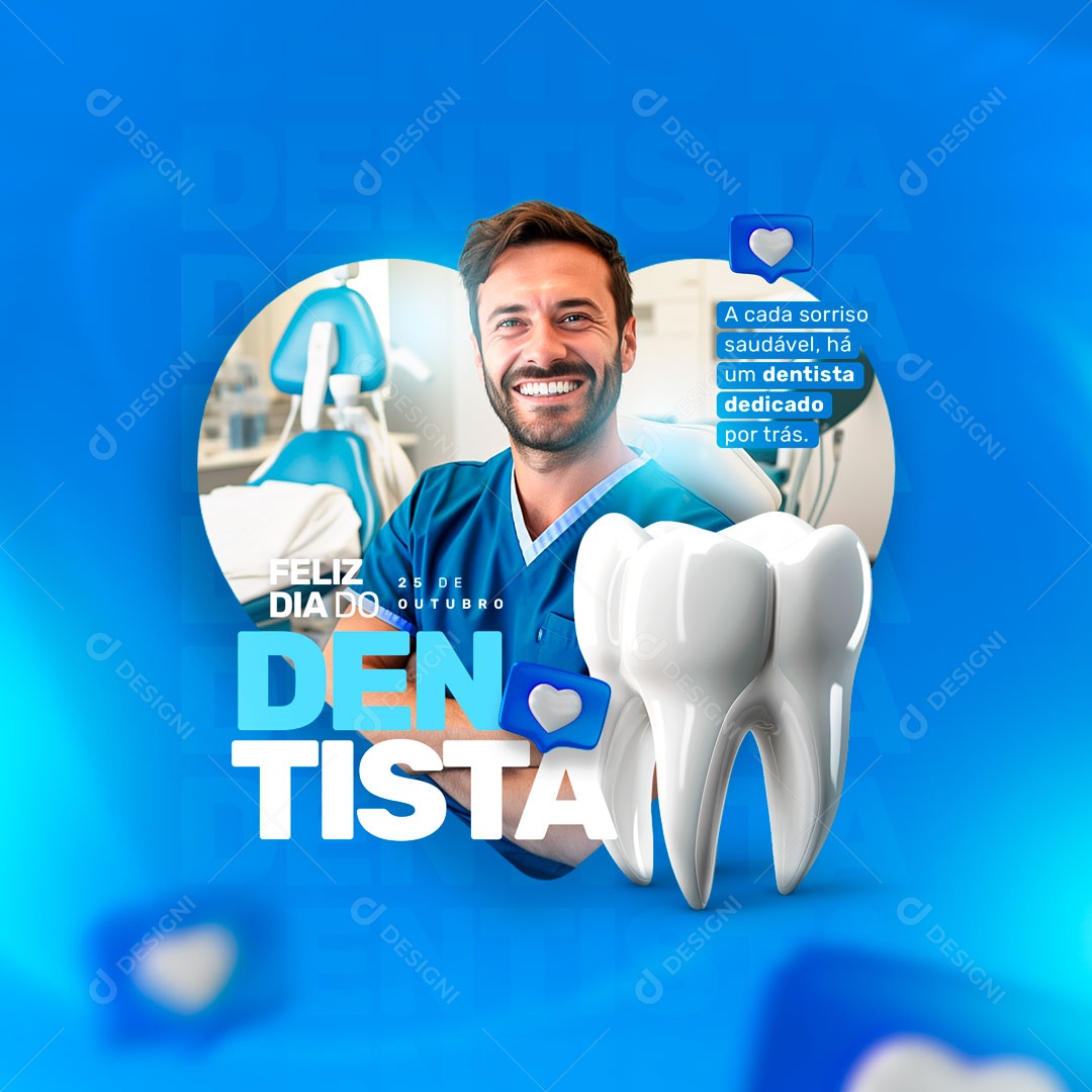 Social Media Feliz Dia Do Dentista 25 De Outubro PSD Editável