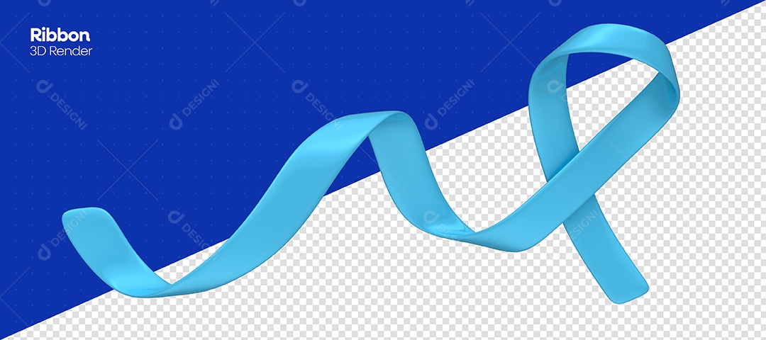 Elemento 3D Laço Azul de Conscientização de Novembro Azul para Composição PSD