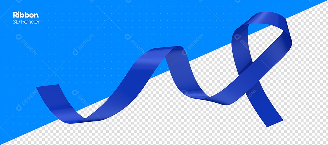 Laço Azul de Conscientização de Novembro Azul Elemento 3D para Composição PSD
