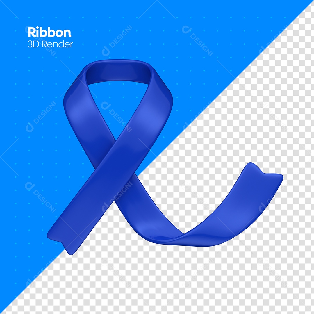 Laço de Conscientização de Novembro Azul Elemento 3D para Composição PSD