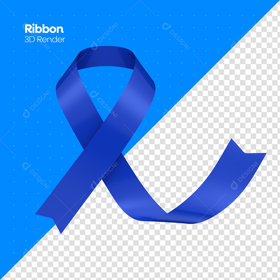 Laço de Conscientização de Novembro Azul Elemento 3D para Composição PSD