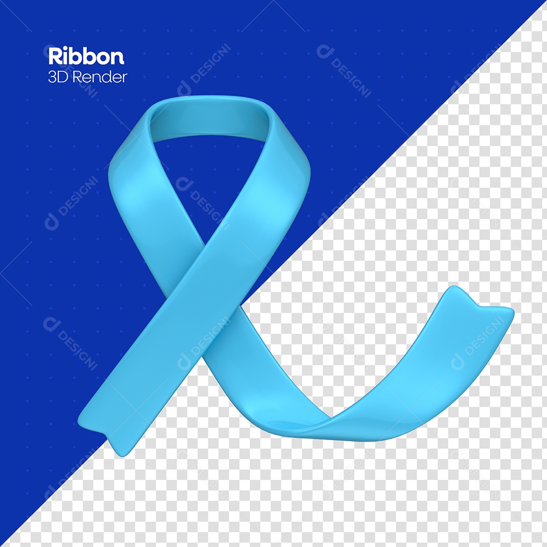 Elemento 3D Laço de Conscientização de Novembro Azul para Composição PSD