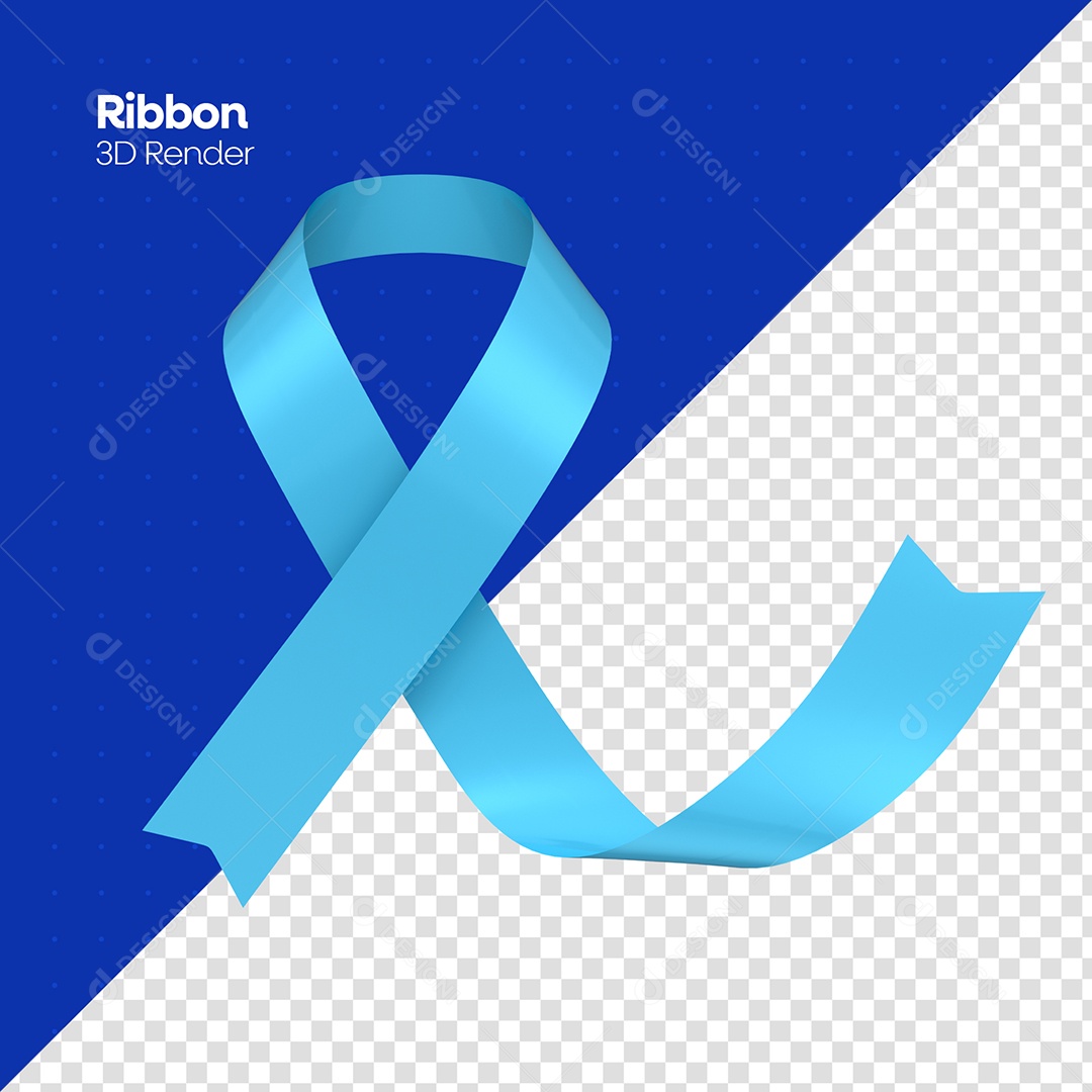 Elemento 3D Laço de Conscientização de Novembro Azul para Composição PSD