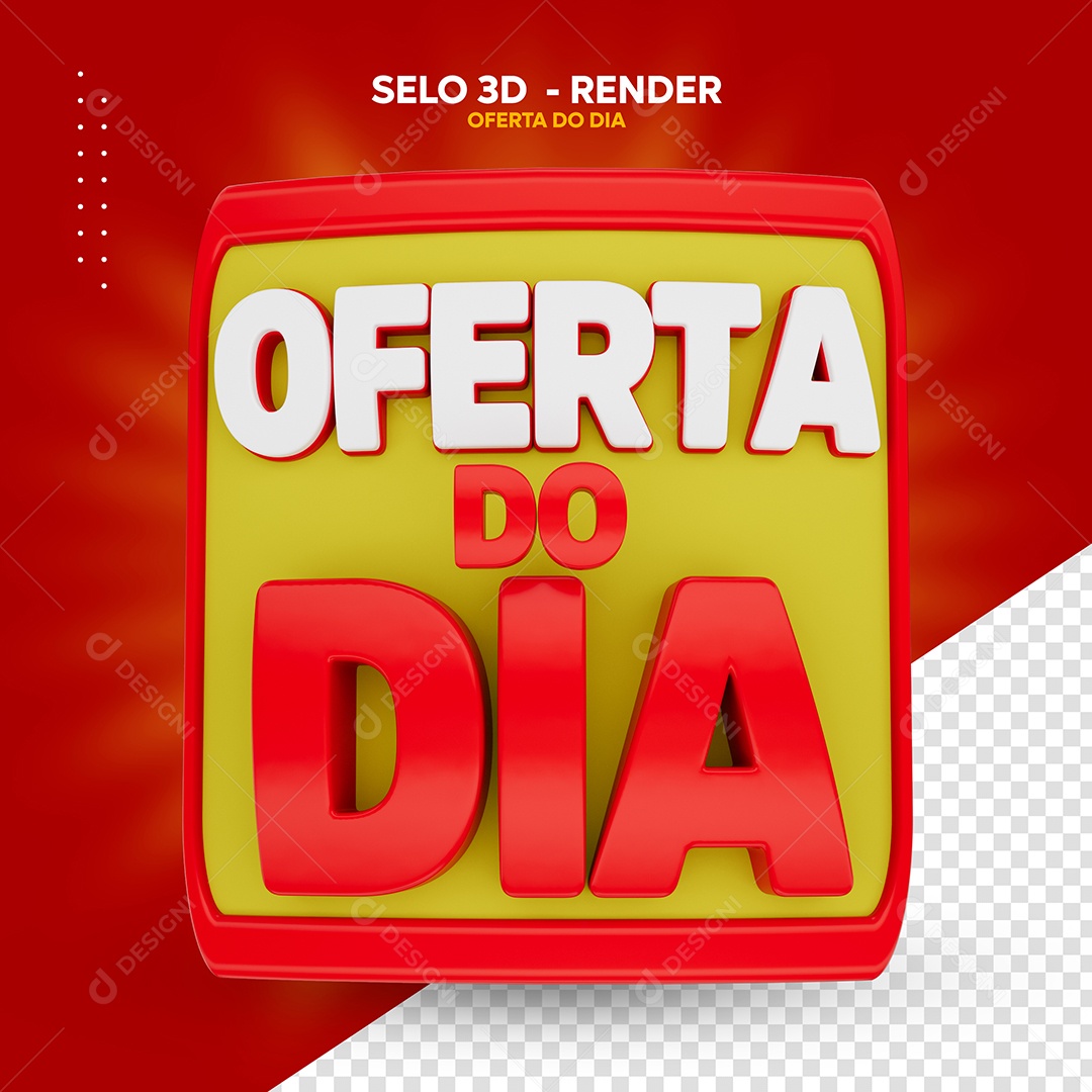 Ofertas do Dia Selo 3D Dourado Vermelho para Composição PSD