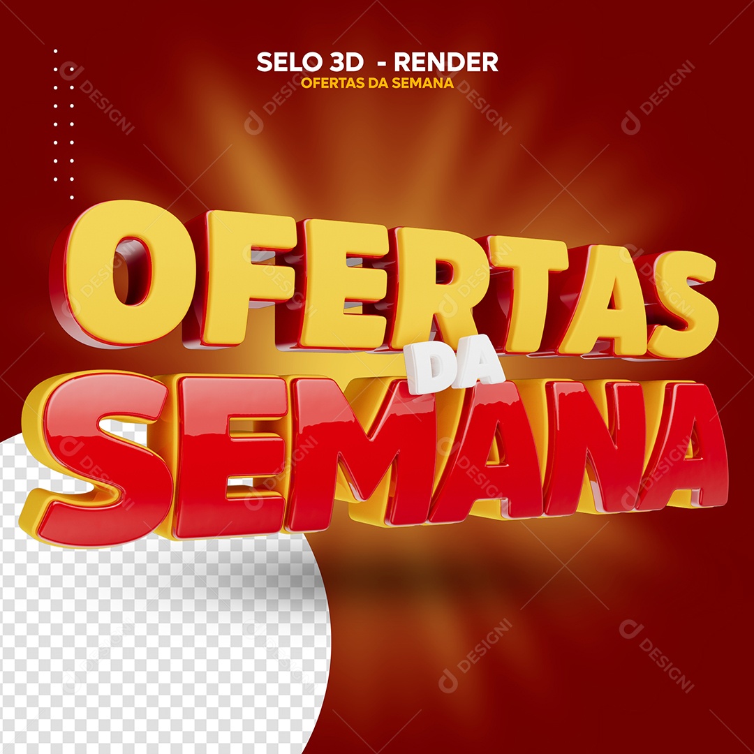 Ofertas da Semana Selo 3D Vermelho Dourado para Composição PSD