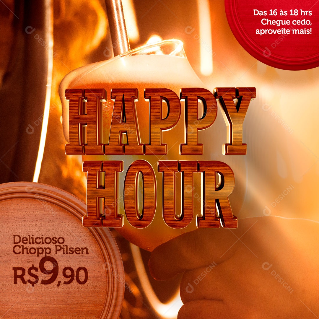 Social Media Happy Hour Cerveja PSD Editável