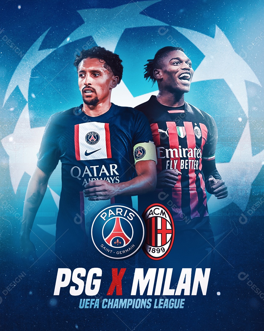 Flyer Futebol PSG X Milan Social Media PSD Editável