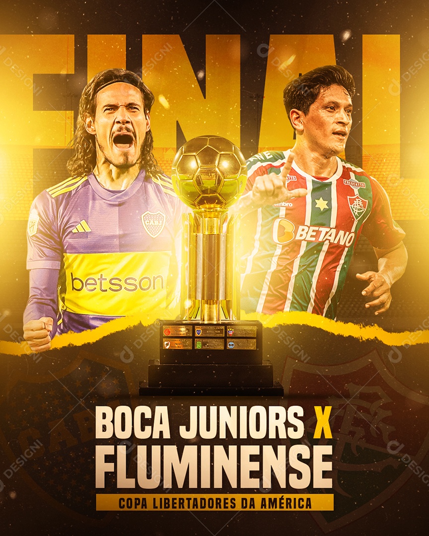 Social Media Flyer Futebol Boca Juniors X Fluminense PSD Editável