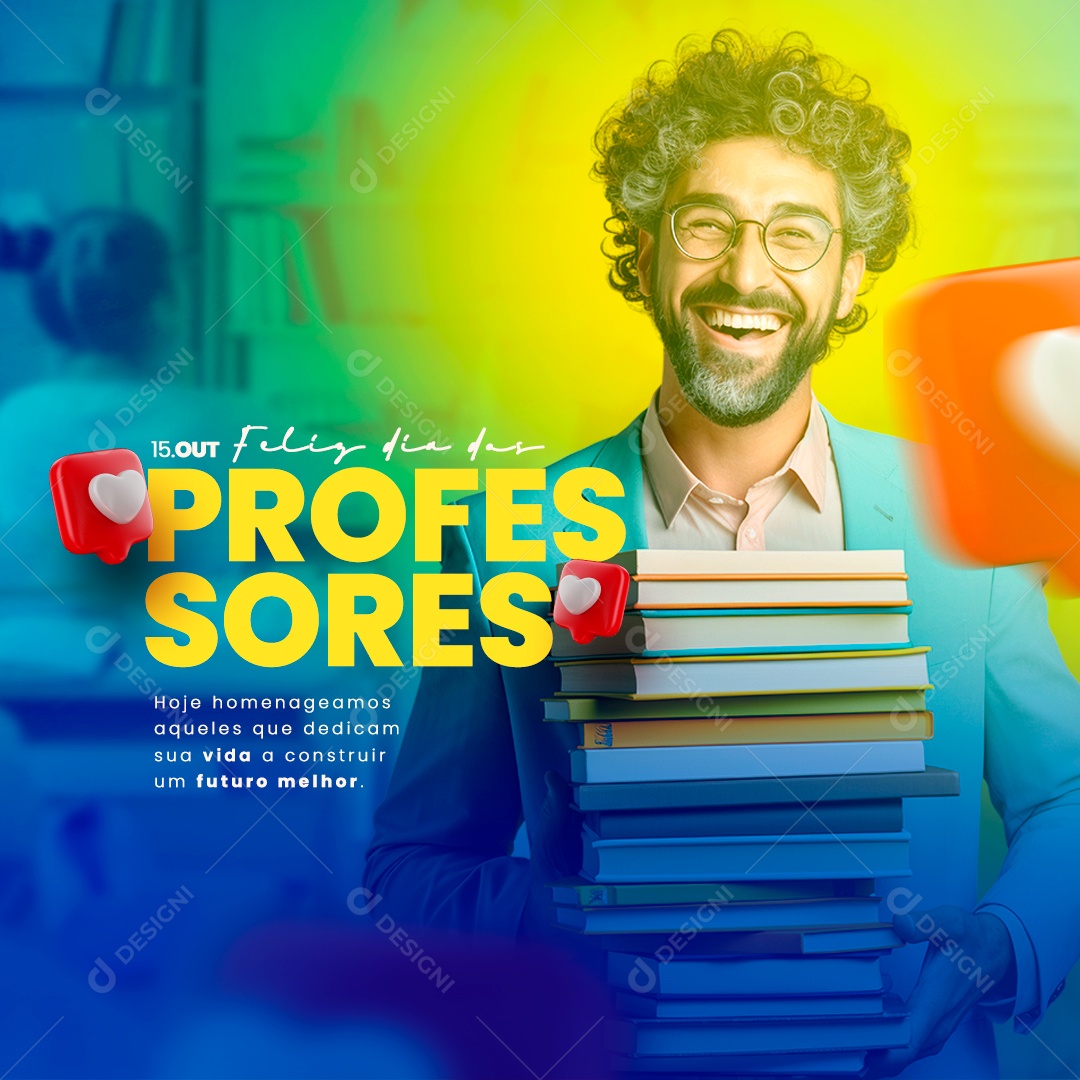 Feliz Dia Dos Professores 15 de Outubro Social Media PSD Editável