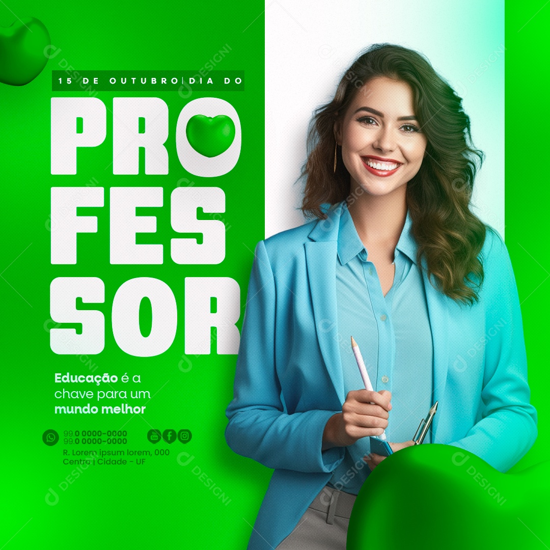 Dia Do Professor Educação é a Chave para um Mundo Melhor Social Media PSD Editável